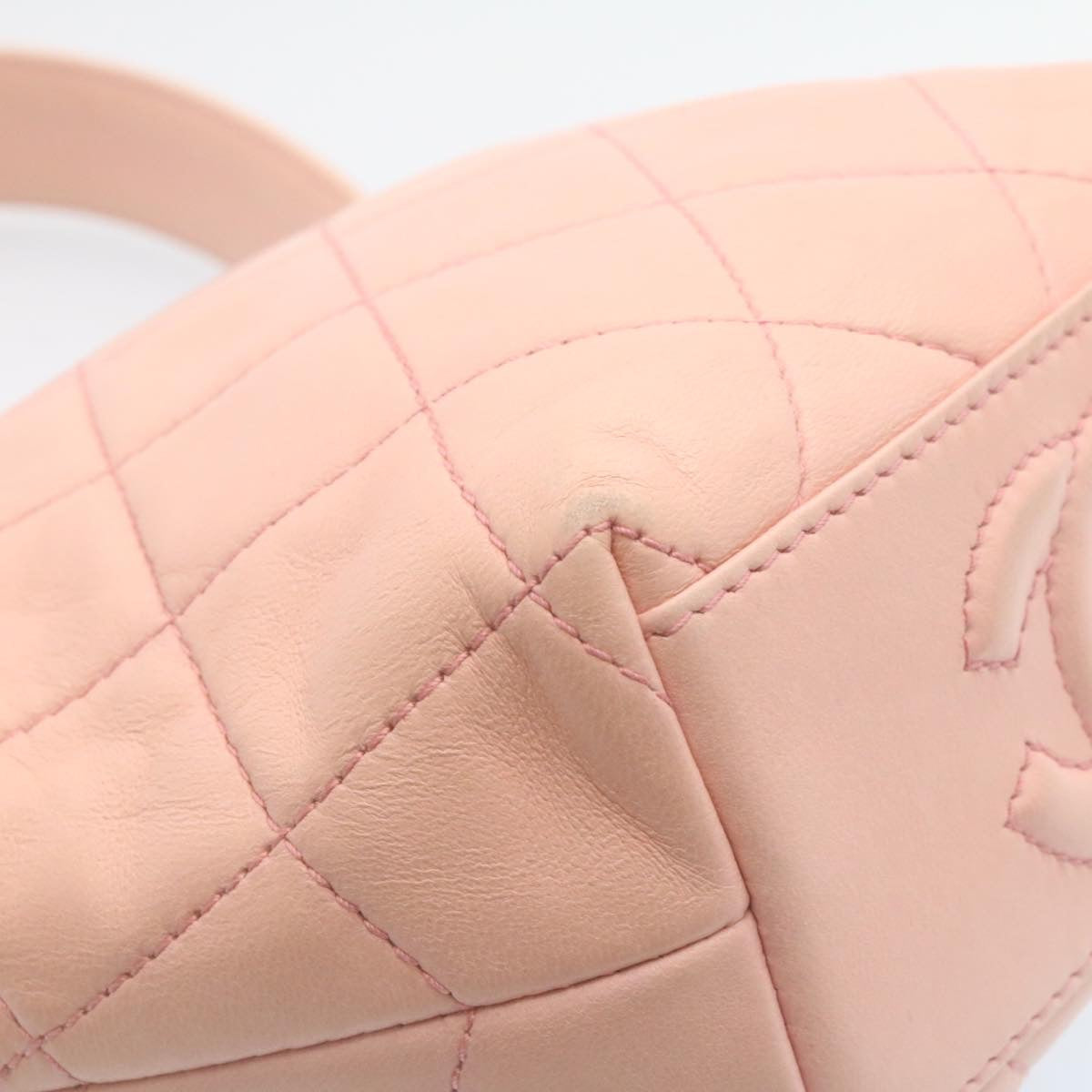 CHANEL Matelasse Hand Bag Lamb Skin Pink CC 29107A