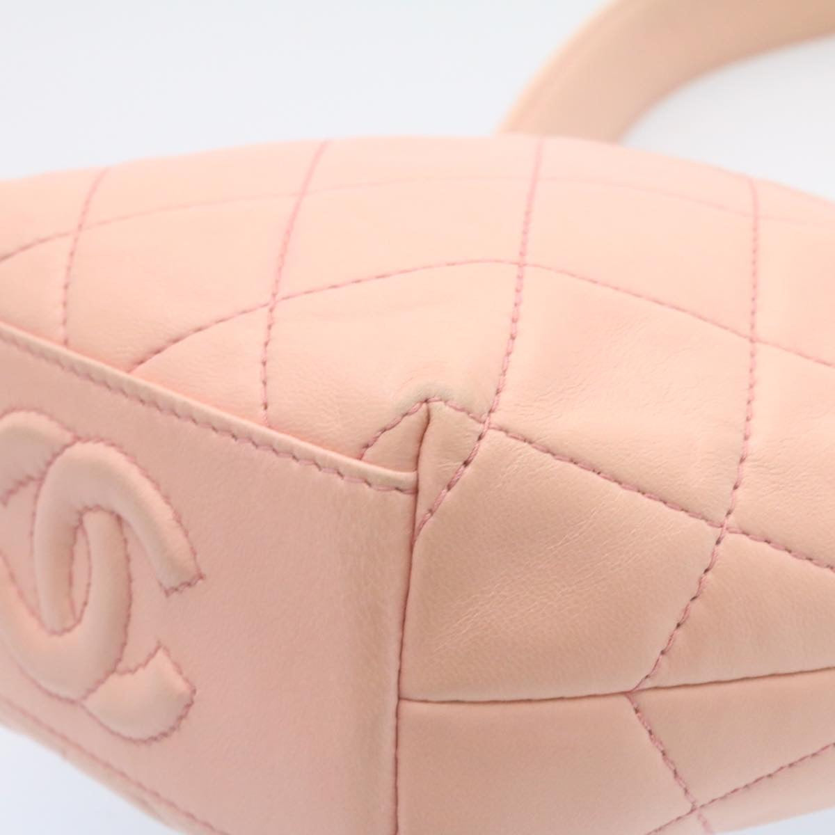 CHANEL Matelasse Hand Bag Lamb Skin Pink CC 29107A