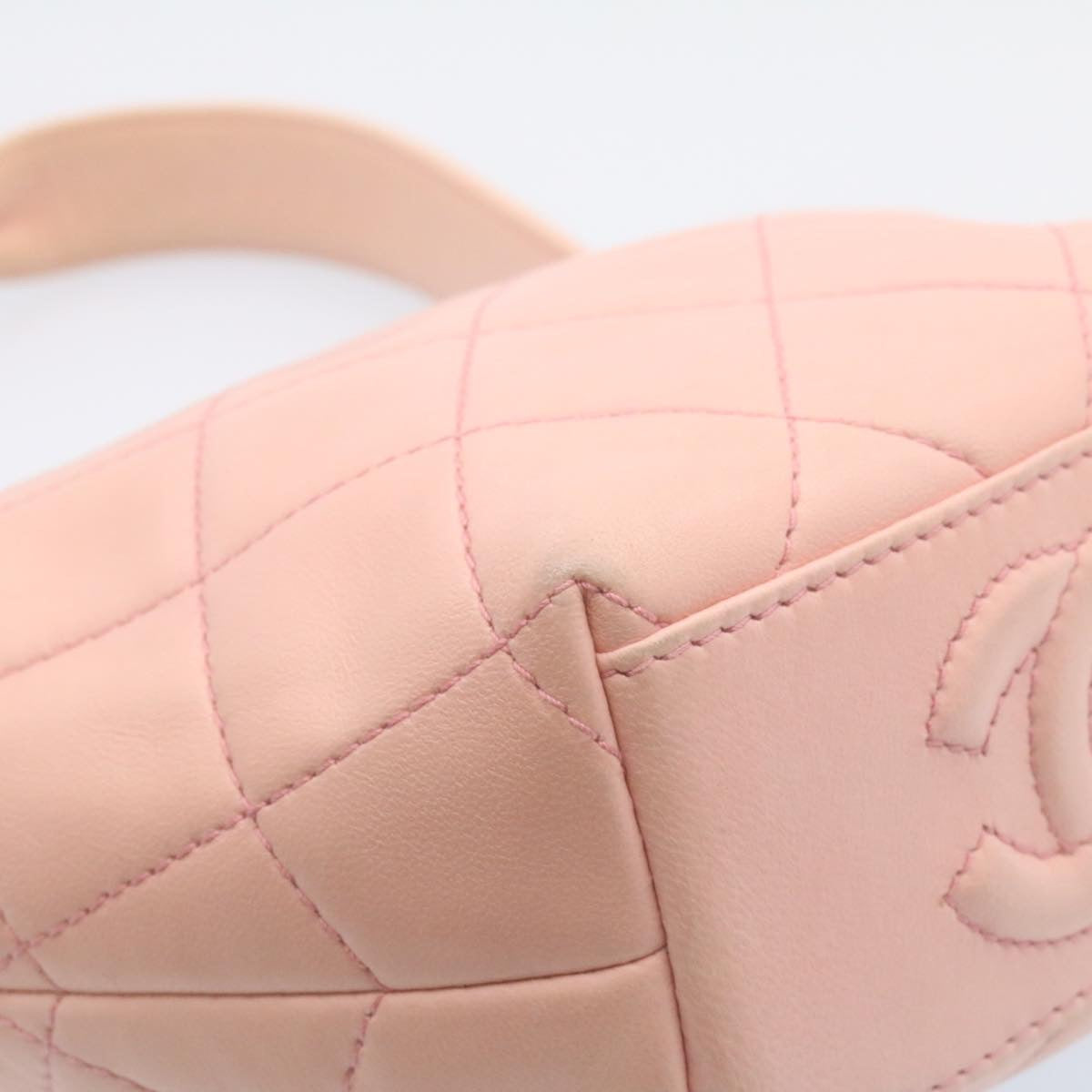 CHANEL Matelasse Hand Bag Lamb Skin Pink CC 29107A