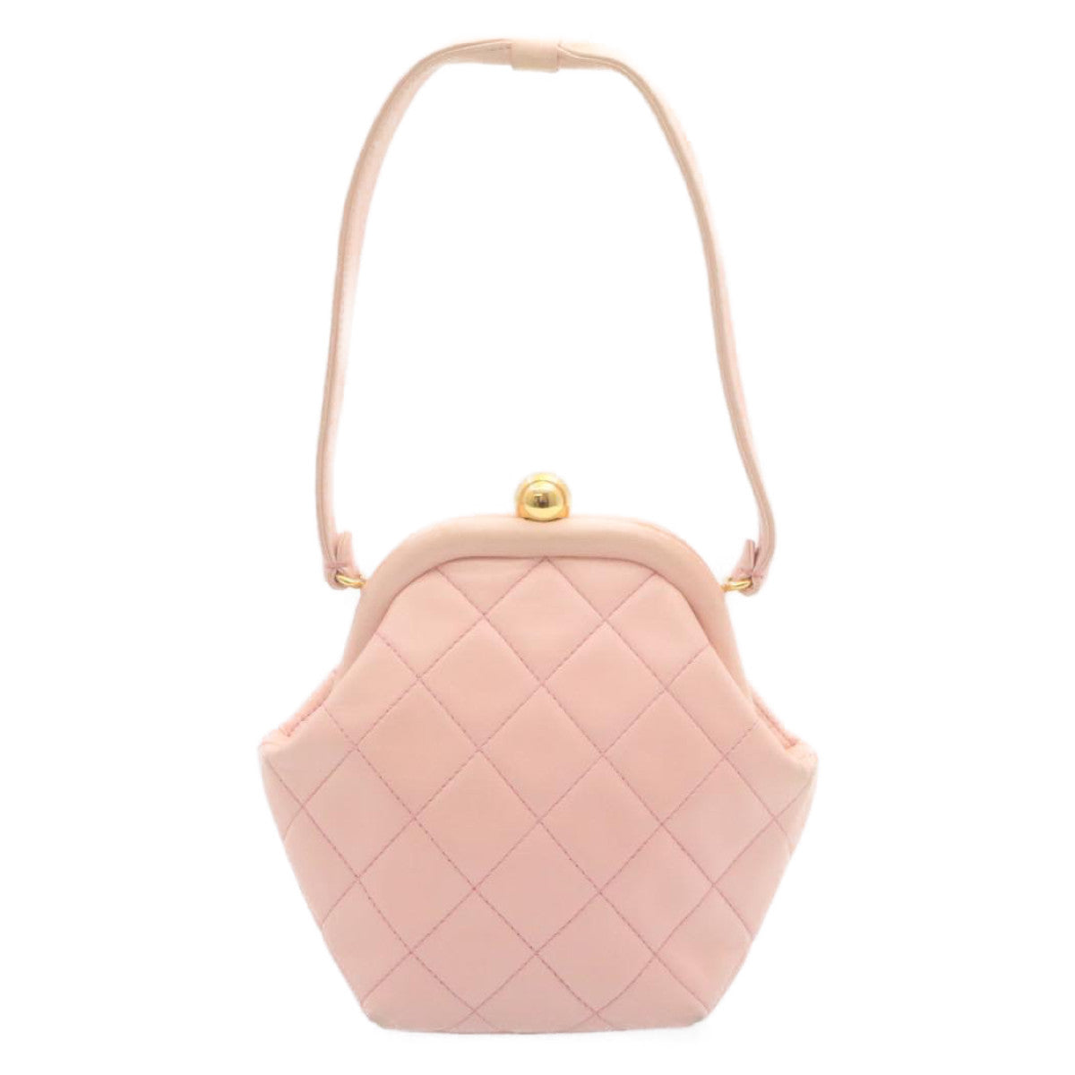 CHANEL Matelasse Hand Bag Lamb Skin Pink CC 29107A