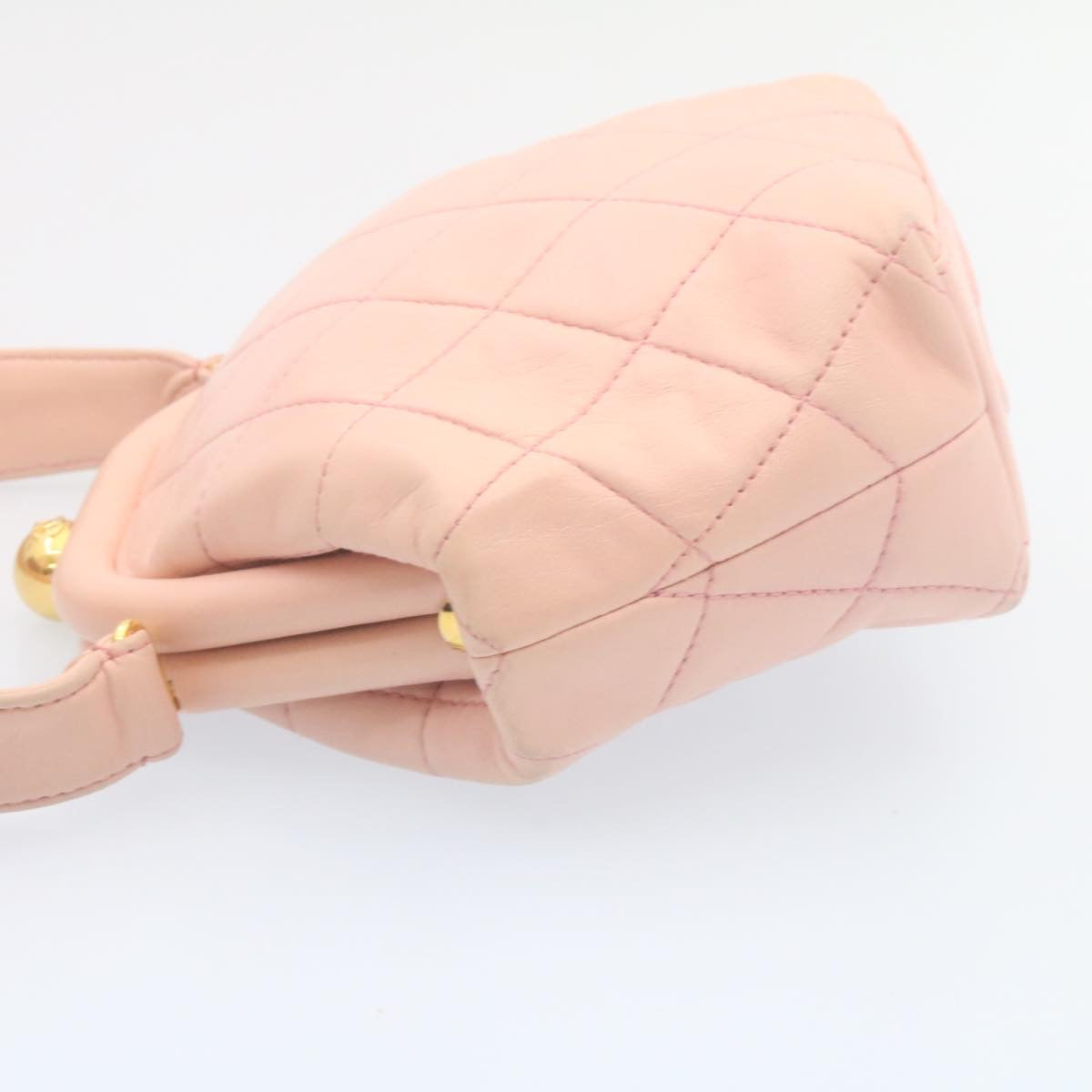 CHANEL Matelasse Hand Bag Lamb Skin Pink CC 29107A