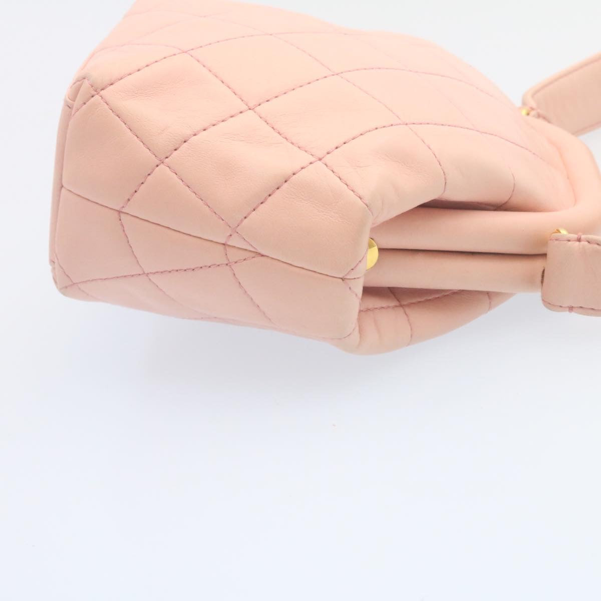 CHANEL Matelasse Hand Bag Lamb Skin Pink CC 29107A