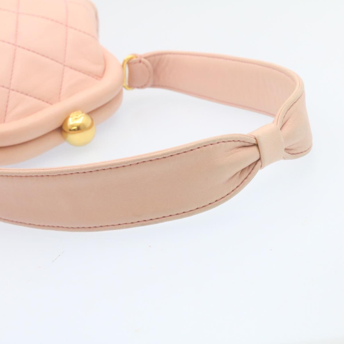 CHANEL Matelasse Hand Bag Lamb Skin Pink CC 29107A