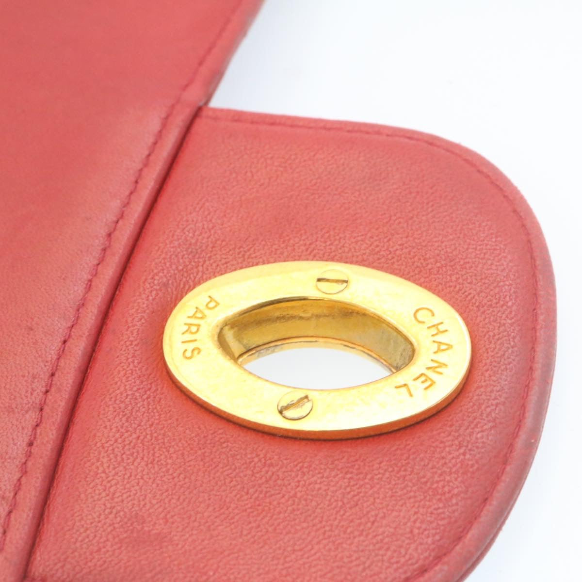 CHANEL Mademoiselle Big Coco Double Chain Shoulder Bag Lamb Skin Red 29129A