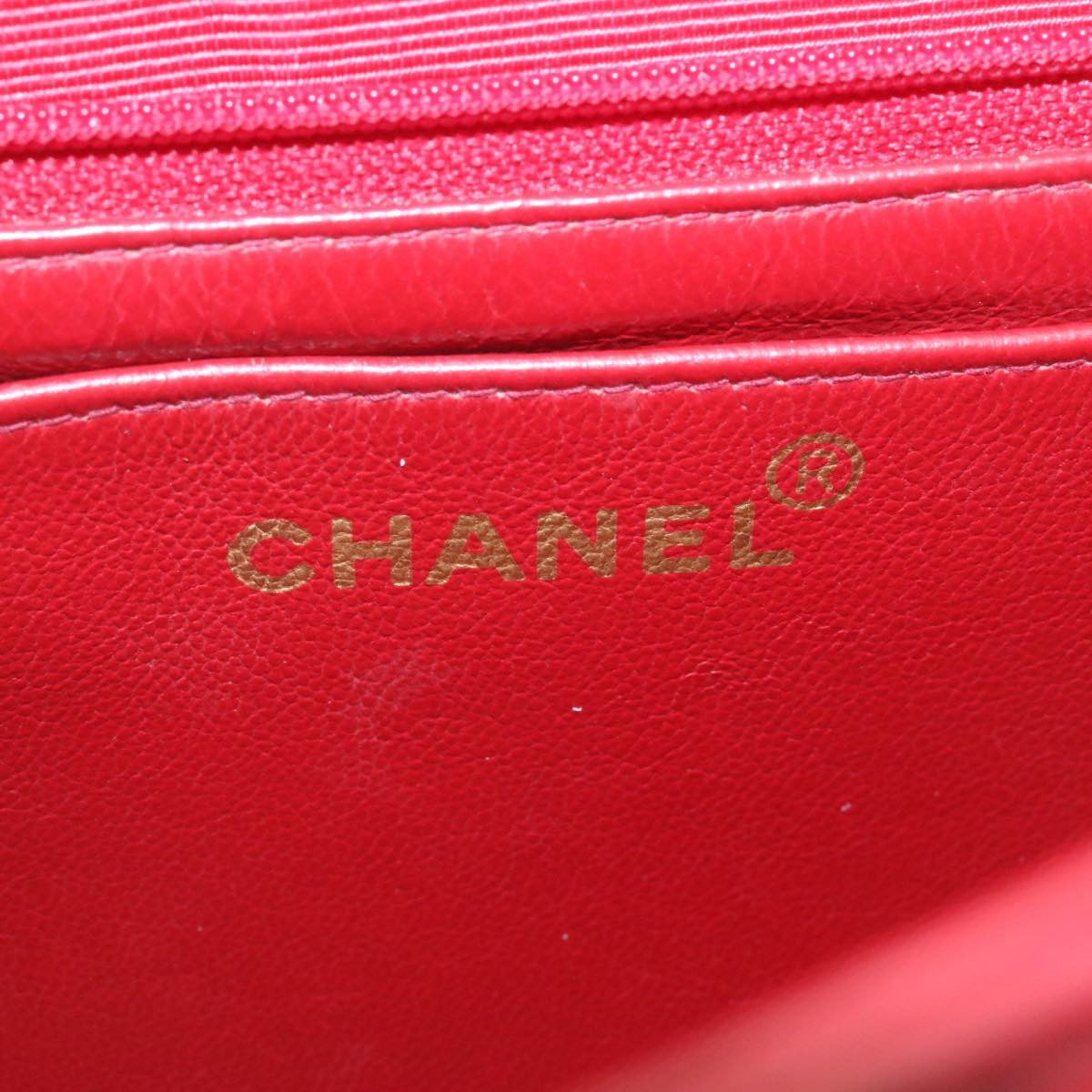 CHANEL Mademoiselle Big Coco Double Chain Shoulder Bag Lamb Skin Red 29129A