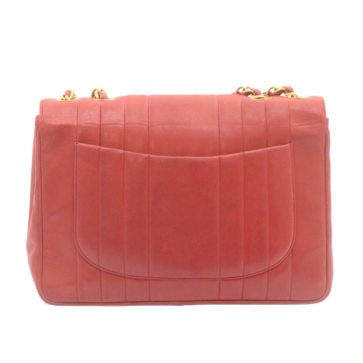 CHANEL Mademoiselle Big Coco Double Chain Shoulder Bag Lamb Skin Red 29129A