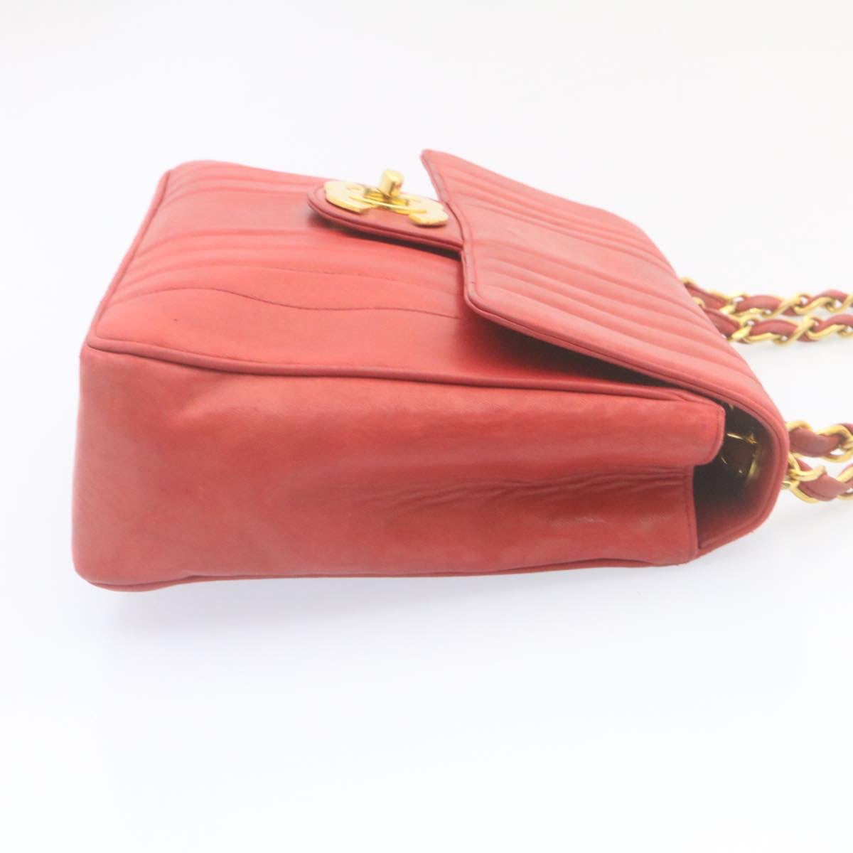 CHANEL Mademoiselle Big Coco Double Chain Shoulder Bag Lamb Skin Red 29129A