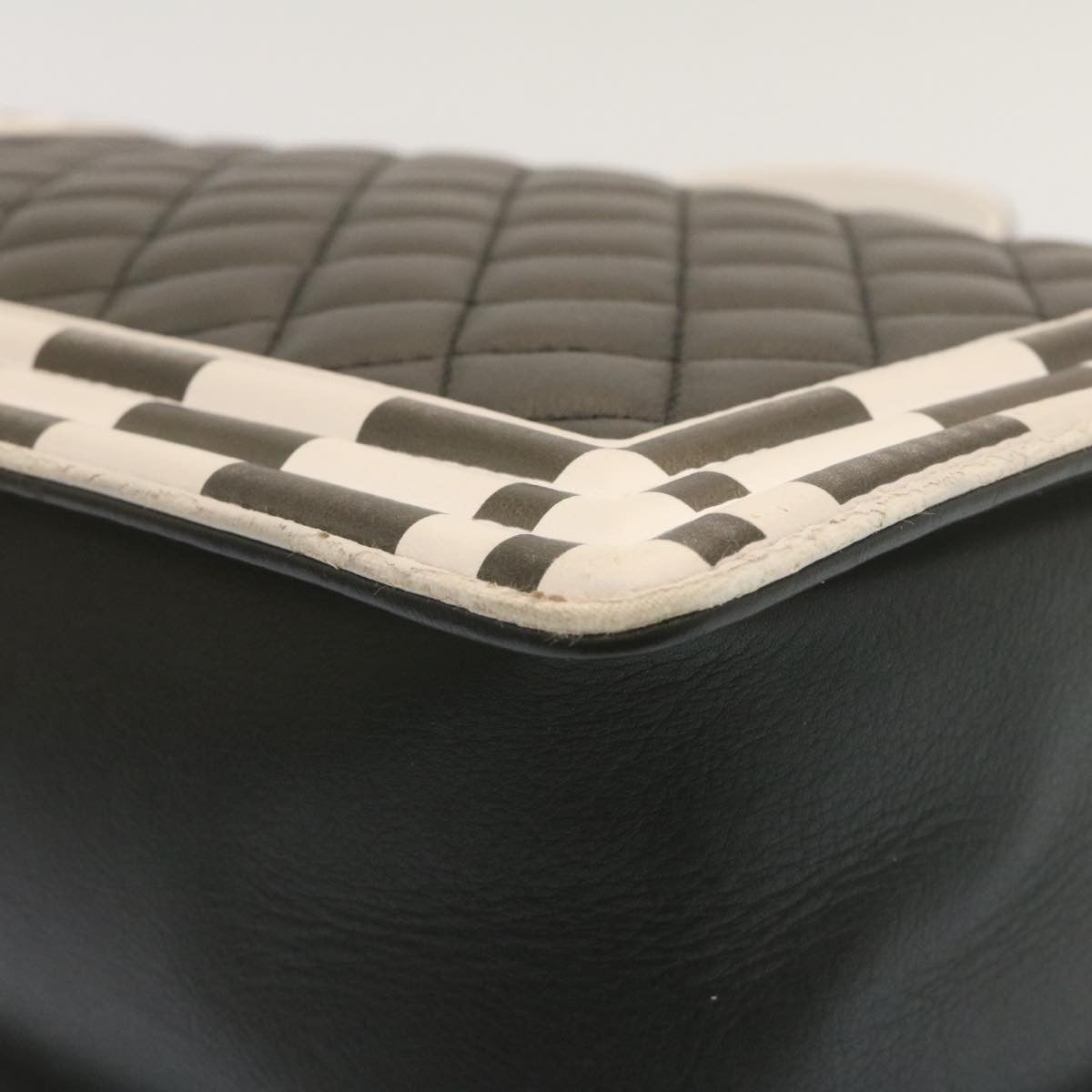 CHANEL Matelasse Boy Chanel Chain Shoulder Bag Lamb Skin Black CC 29190A