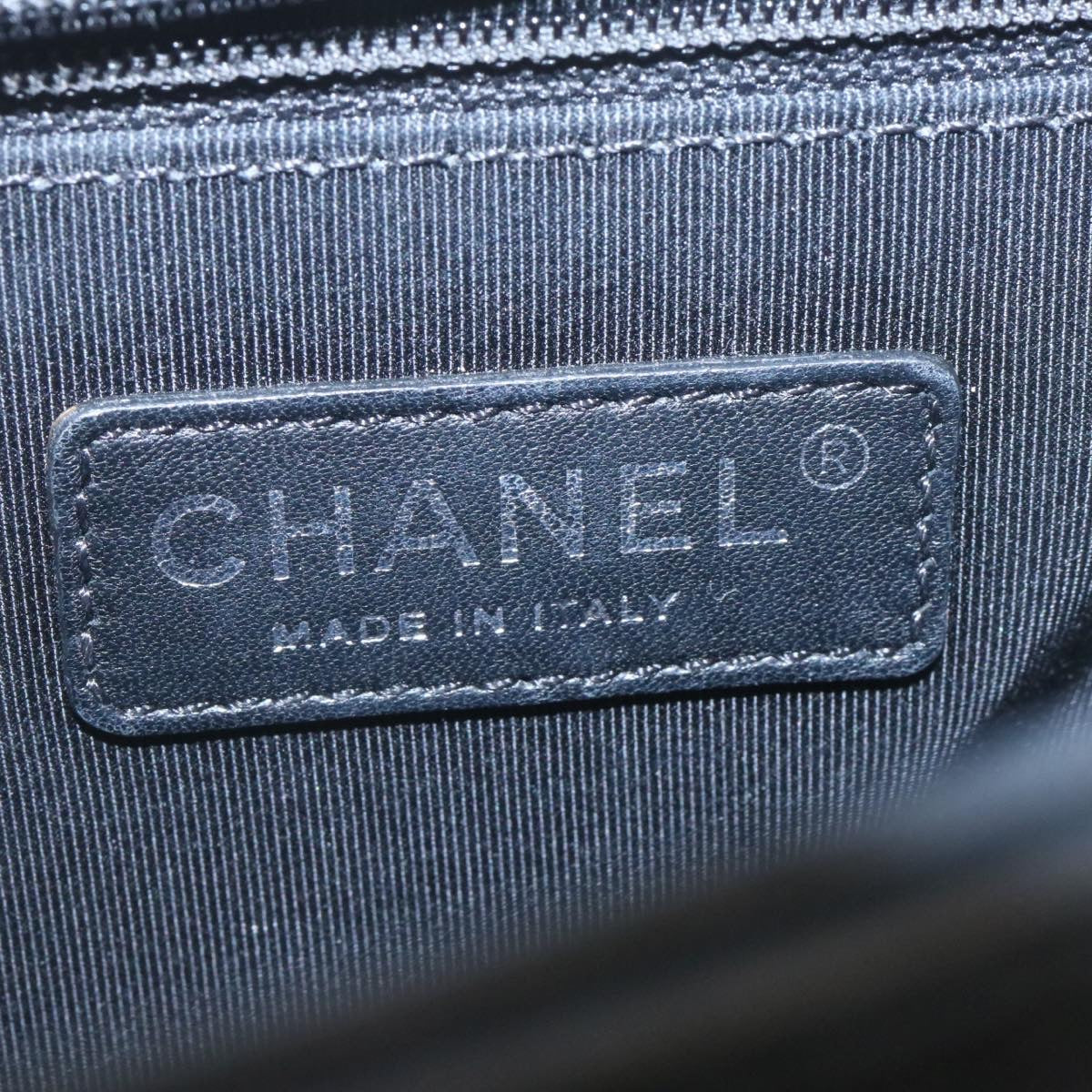 CHANEL Matelasse Boy Chanel Chain Shoulder Bag Lamb Skin Black CC 29190A