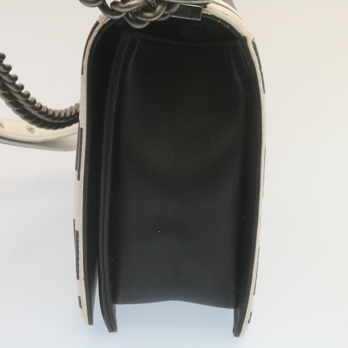 CHANEL Matelasse Boy Chanel Chain Shoulder Bag Lamb Skin Black CC 29190A