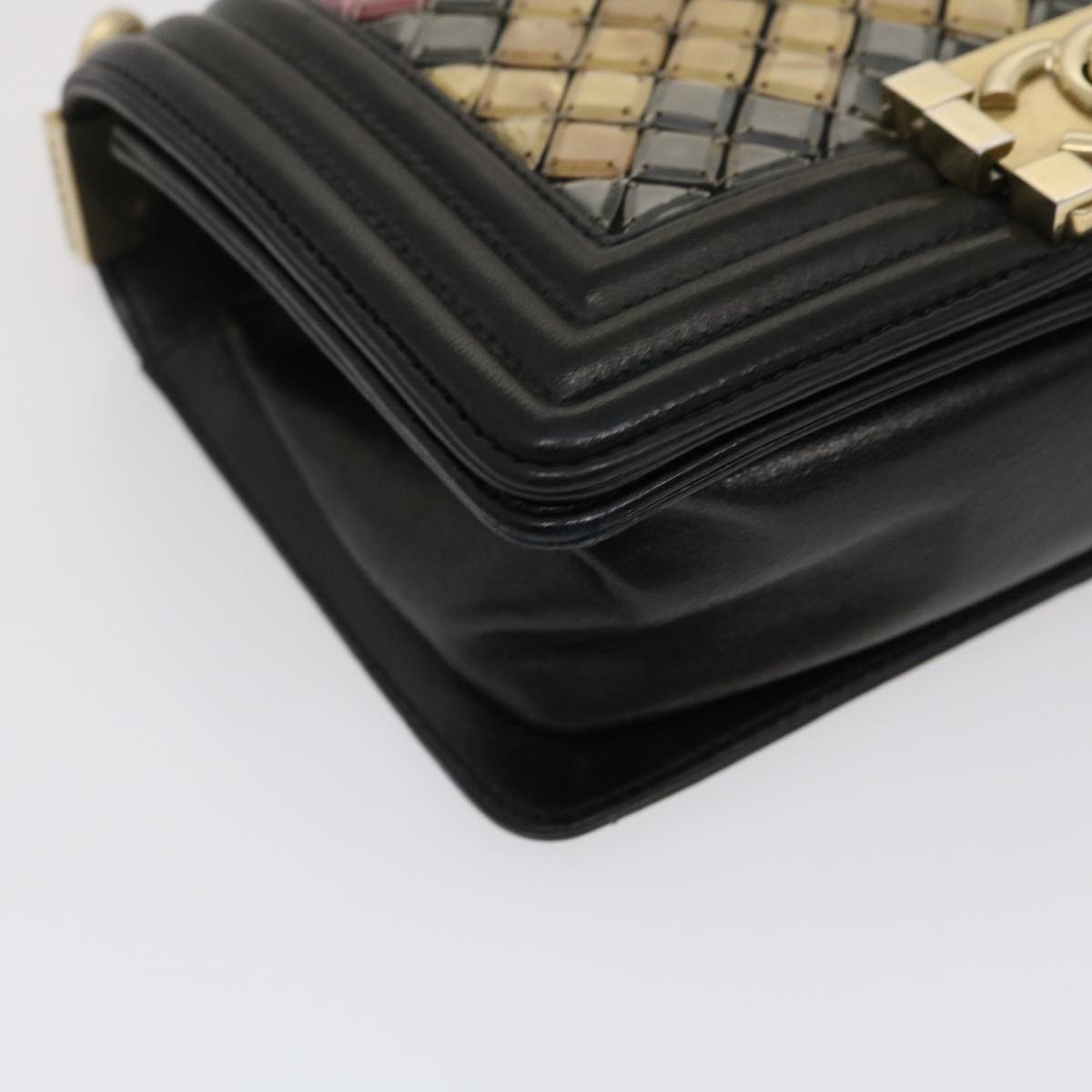 CHANEL Boy Chanel Chain Shoulder Bag Tile Black Multicolor CC 29551A