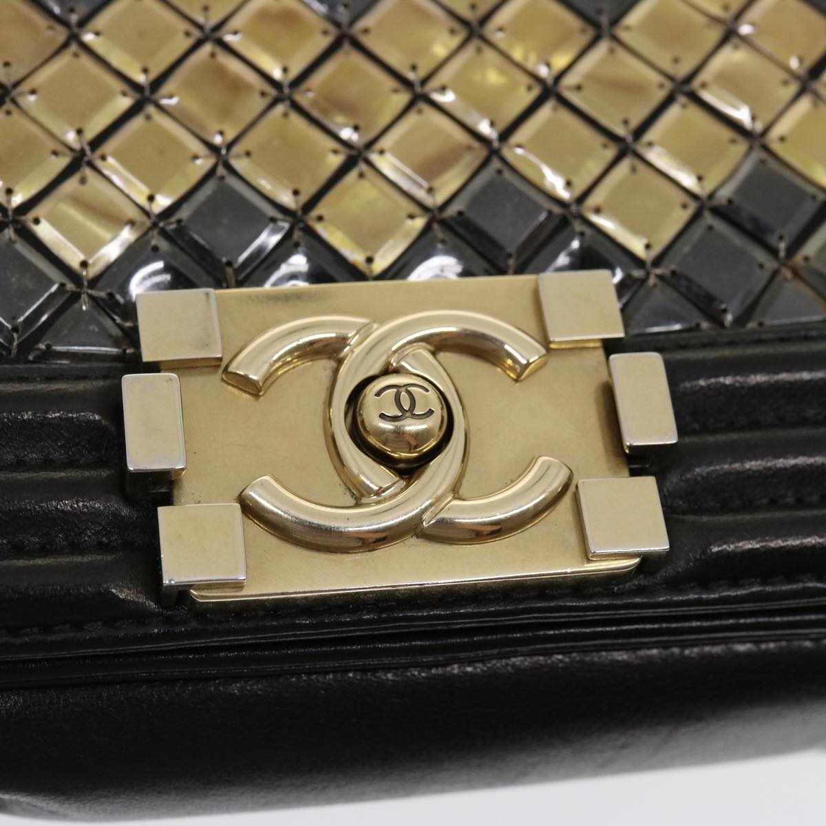 CHANEL Boy Chanel Chain Shoulder Bag Tile Black Multicolor CC 29551A