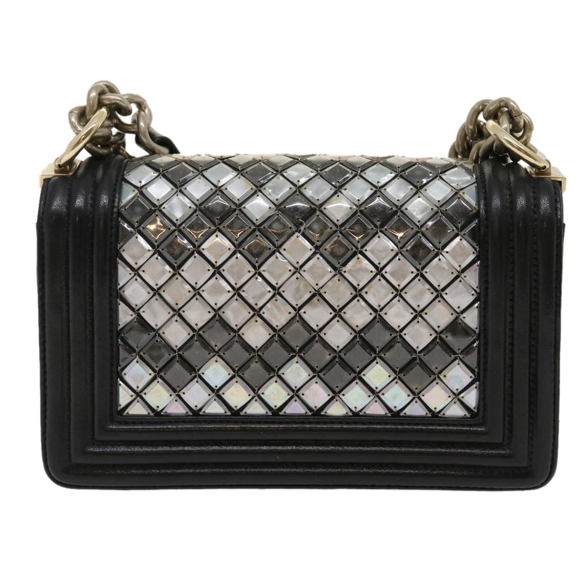 CHANEL Boy Chanel Chain Shoulder Bag Tile Black Multicolor CC 29551A