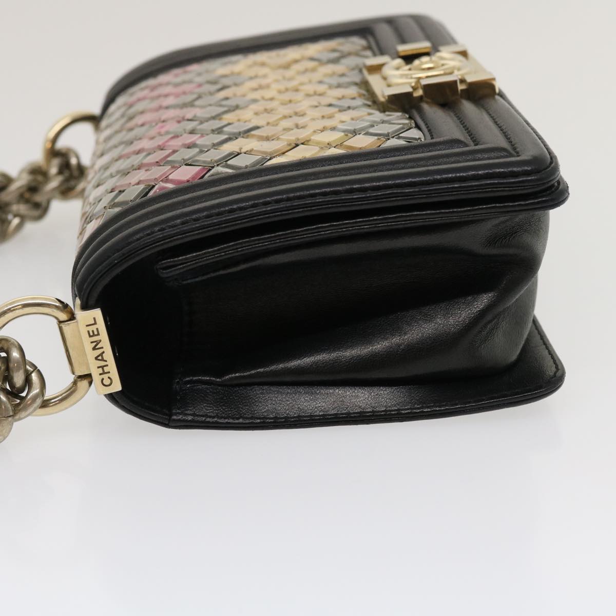 CHANEL Boy Chanel Chain Shoulder Bag Tile Black Multicolor CC 29551A