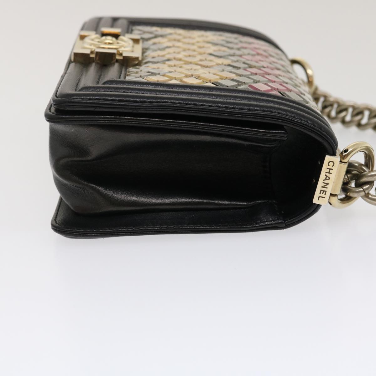 CHANEL Boy Chanel Chain Shoulder Bag Tile Black Multicolor CC 29551A