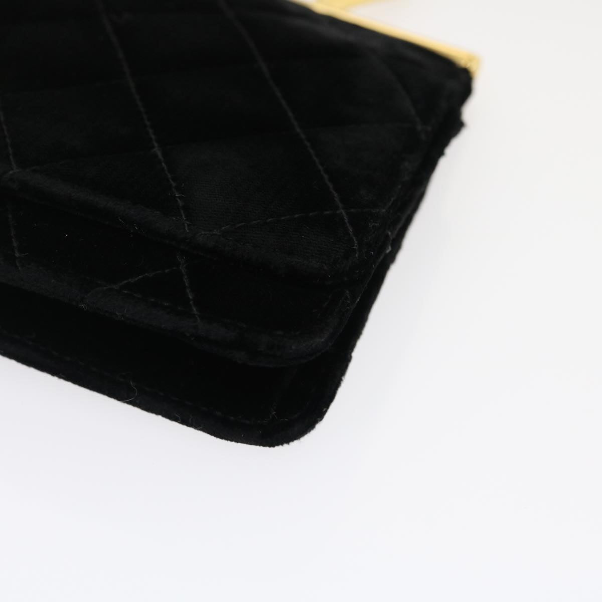 CHANEL Turn Lock Flap Matelasse Hand Bag velvet Black Gold CC 29565A