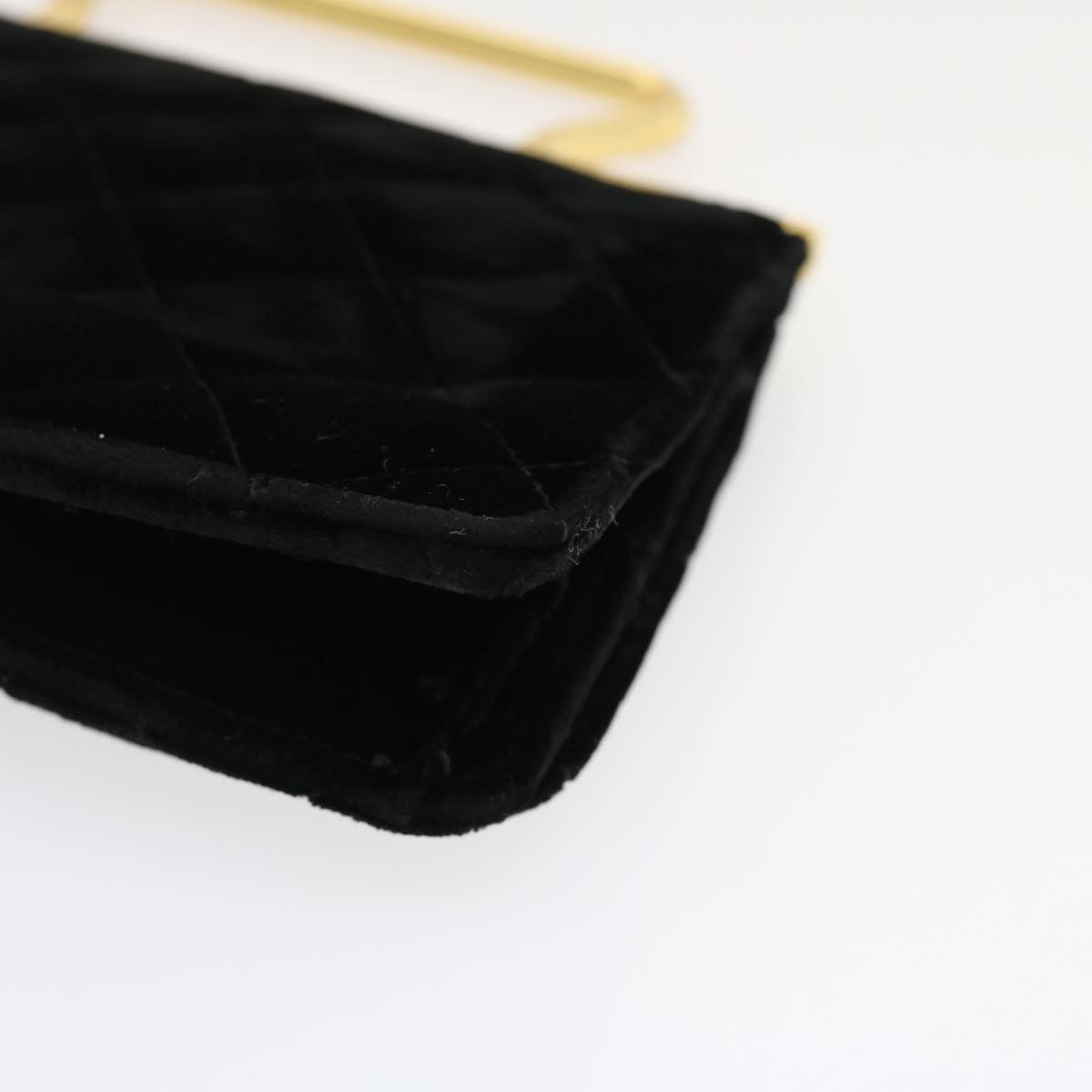 CHANEL Turn Lock Flap Matelasse Hand Bag velvet Black Gold CC 29565A