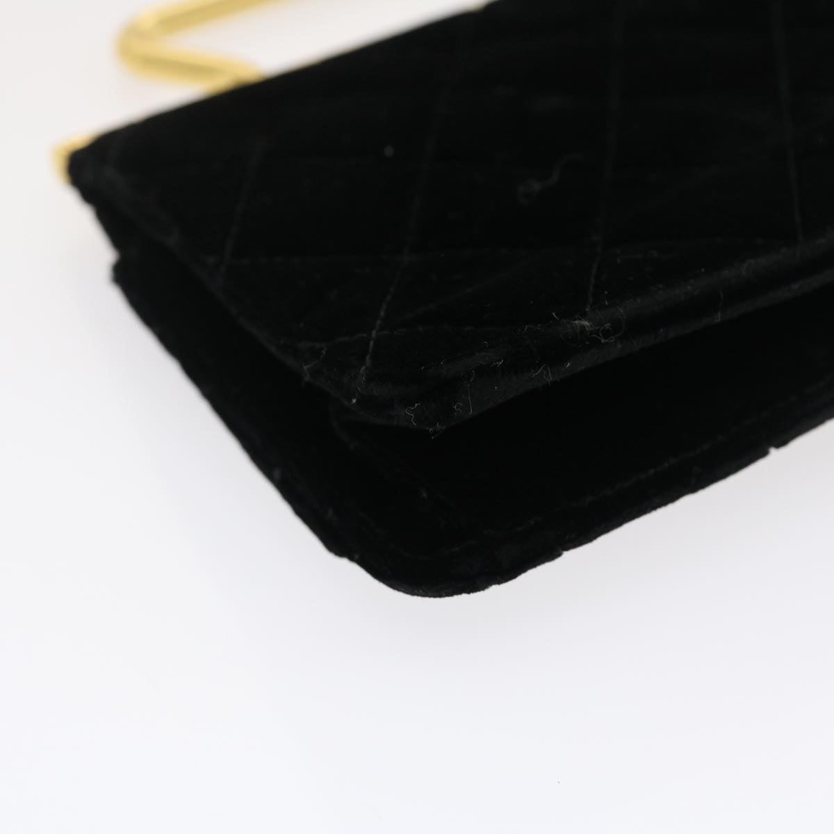 CHANEL Turn Lock Flap Matelasse Hand Bag velvet Black Gold CC 29565A