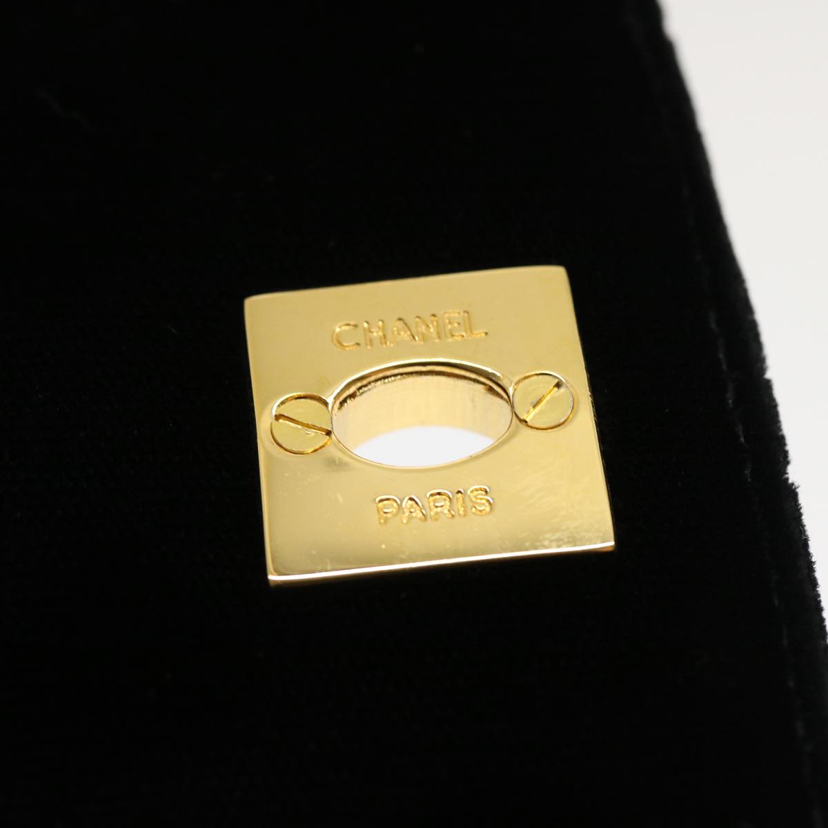CHANEL Turn Lock Flap Matelasse Hand Bag velvet Black Gold CC 29565A