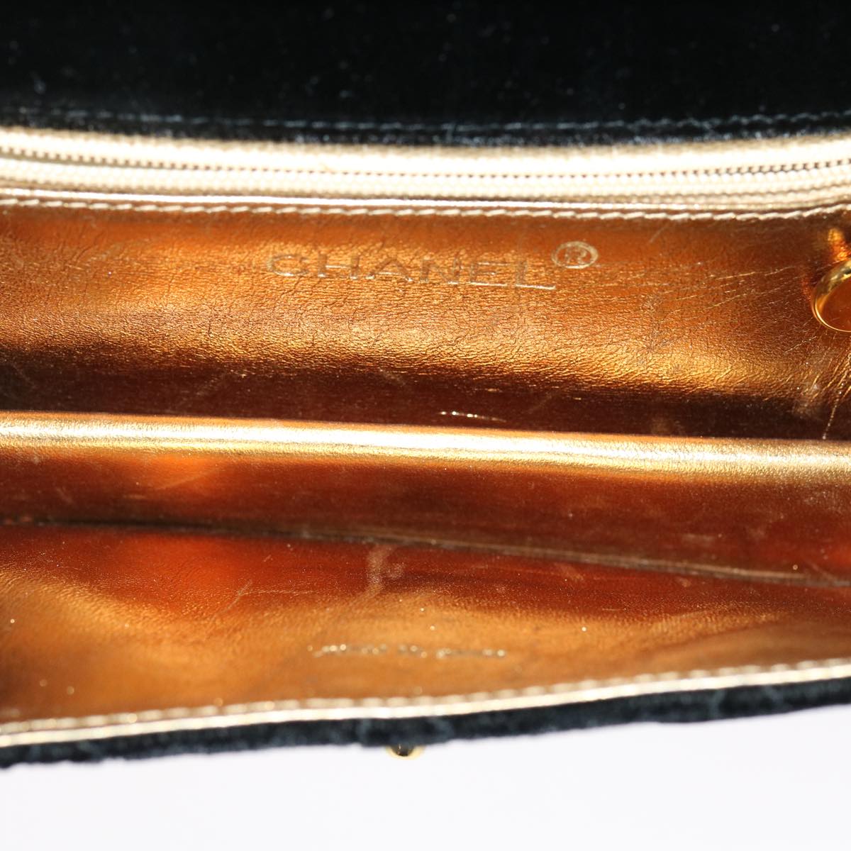 CHANEL Turn Lock Flap Matelasse Hand Bag velvet Black Gold CC 29565A