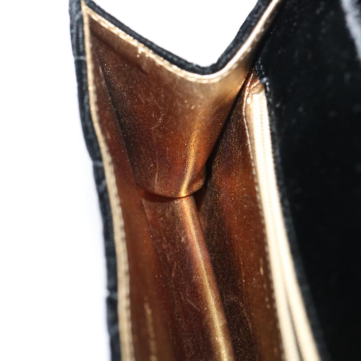 CHANEL Turn Lock Flap Matelasse Hand Bag velvet Black Gold CC 29565A