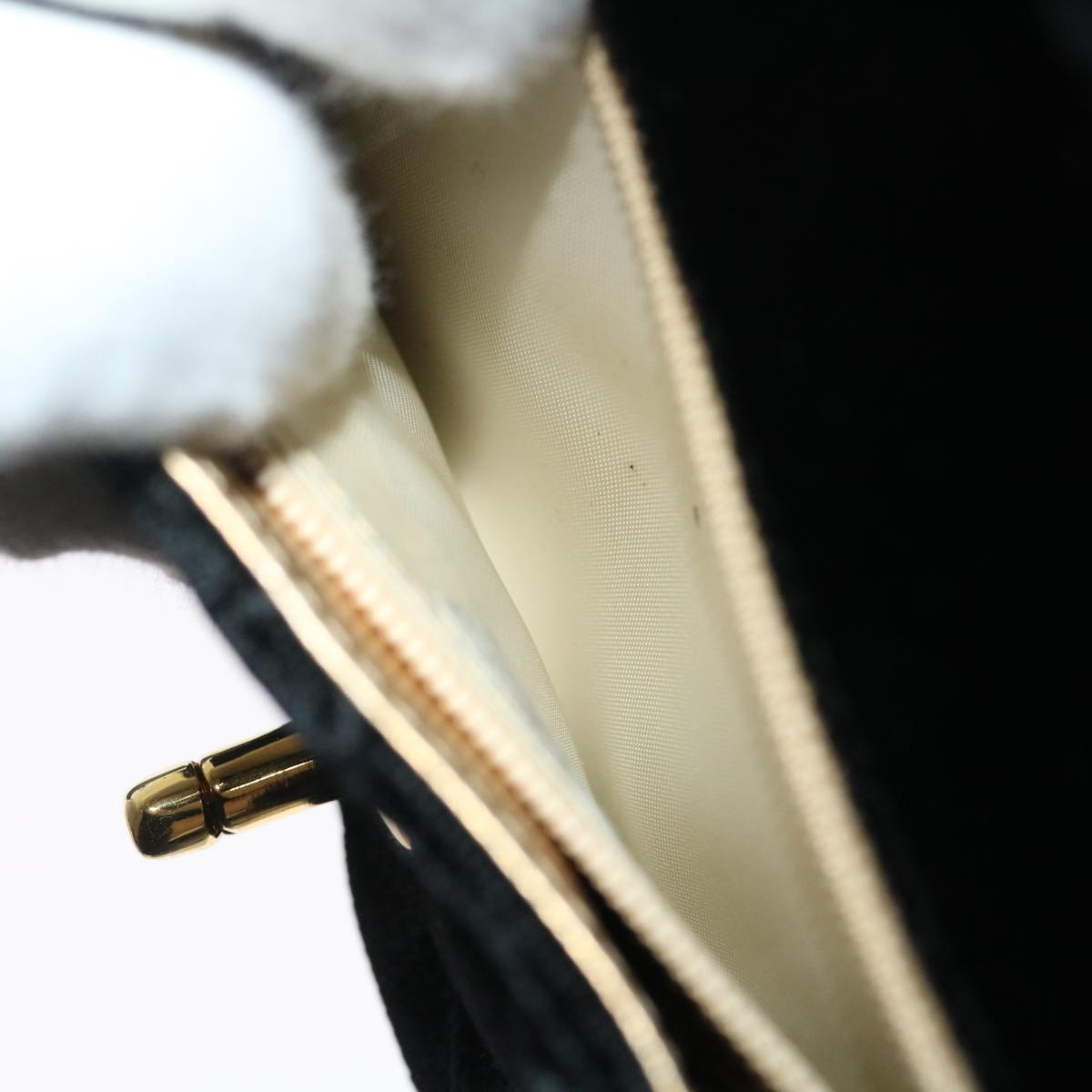 CHANEL Turn Lock Flap Matelasse Hand Bag velvet Black Gold CC 29565A