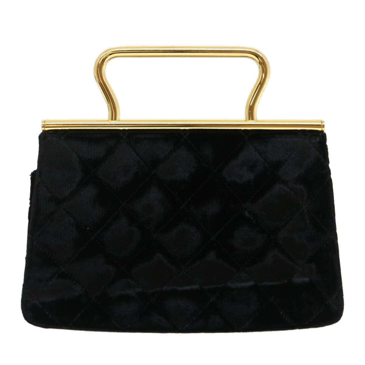CHANEL Turn Lock Flap Matelasse Hand Bag velvet Black Gold CC 29565A