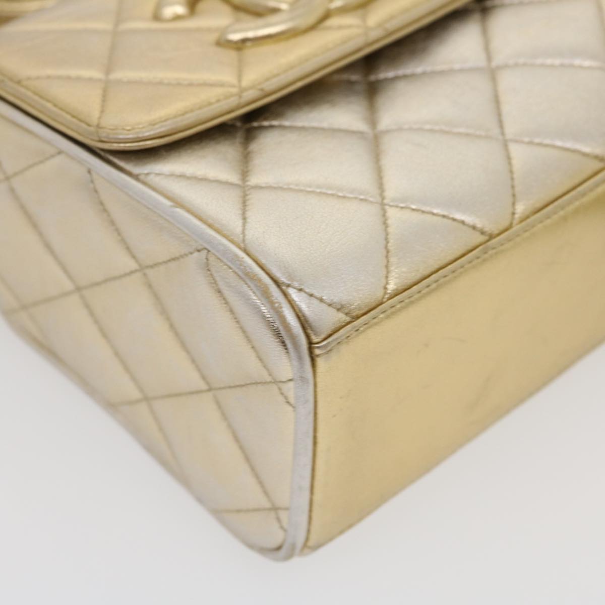 CHANEL Matelasse Shoulder Bag Lamb Skin Gold CC 29567A