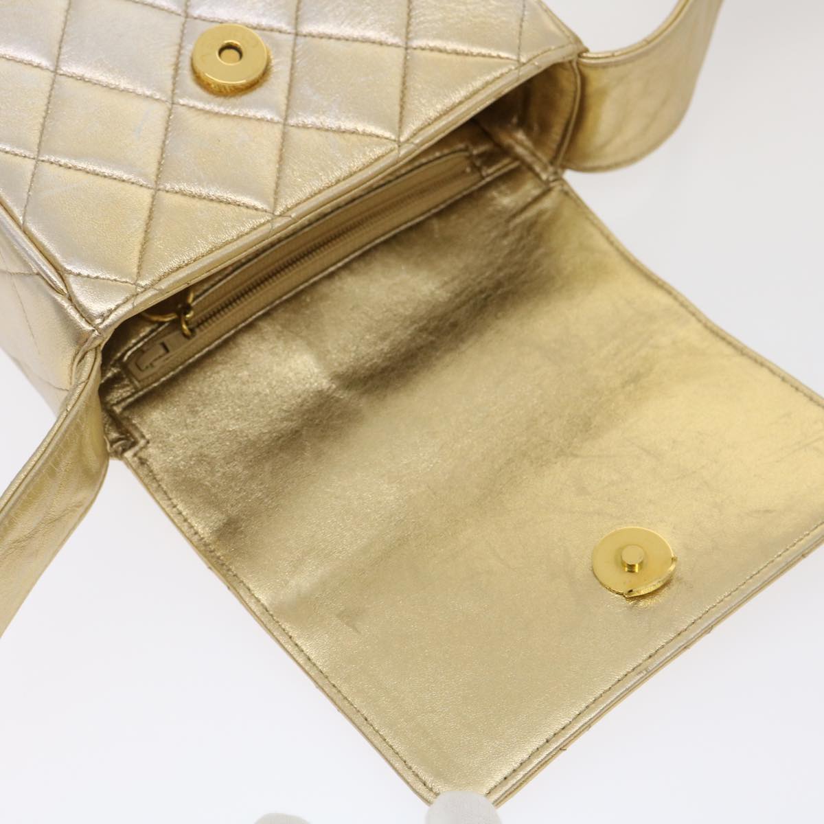 CHANEL Matelasse Shoulder Bag Lamb Skin Gold CC 29567A