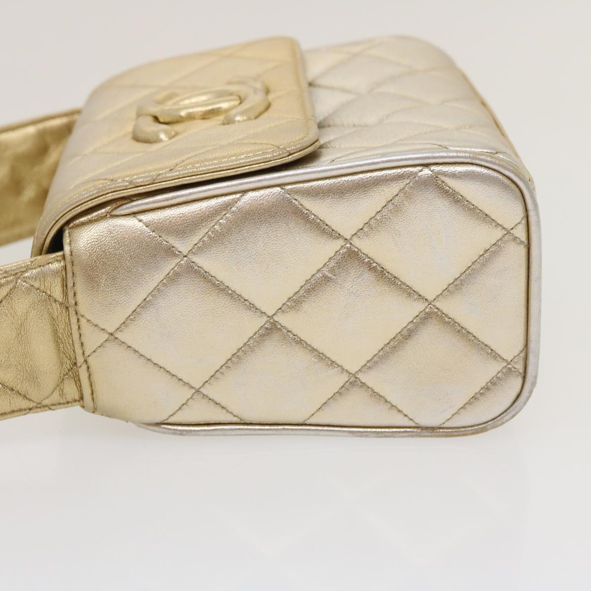 CHANEL Matelasse Shoulder Bag Lamb Skin Gold CC 29567A