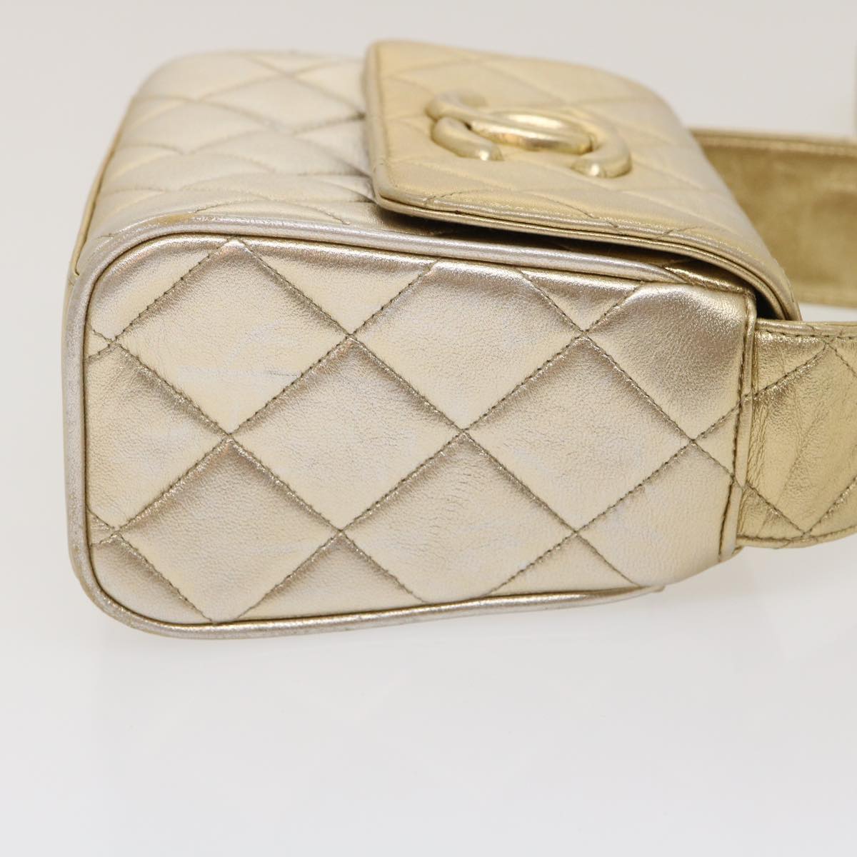 CHANEL Matelasse Shoulder Bag Lamb Skin Gold CC 29567A