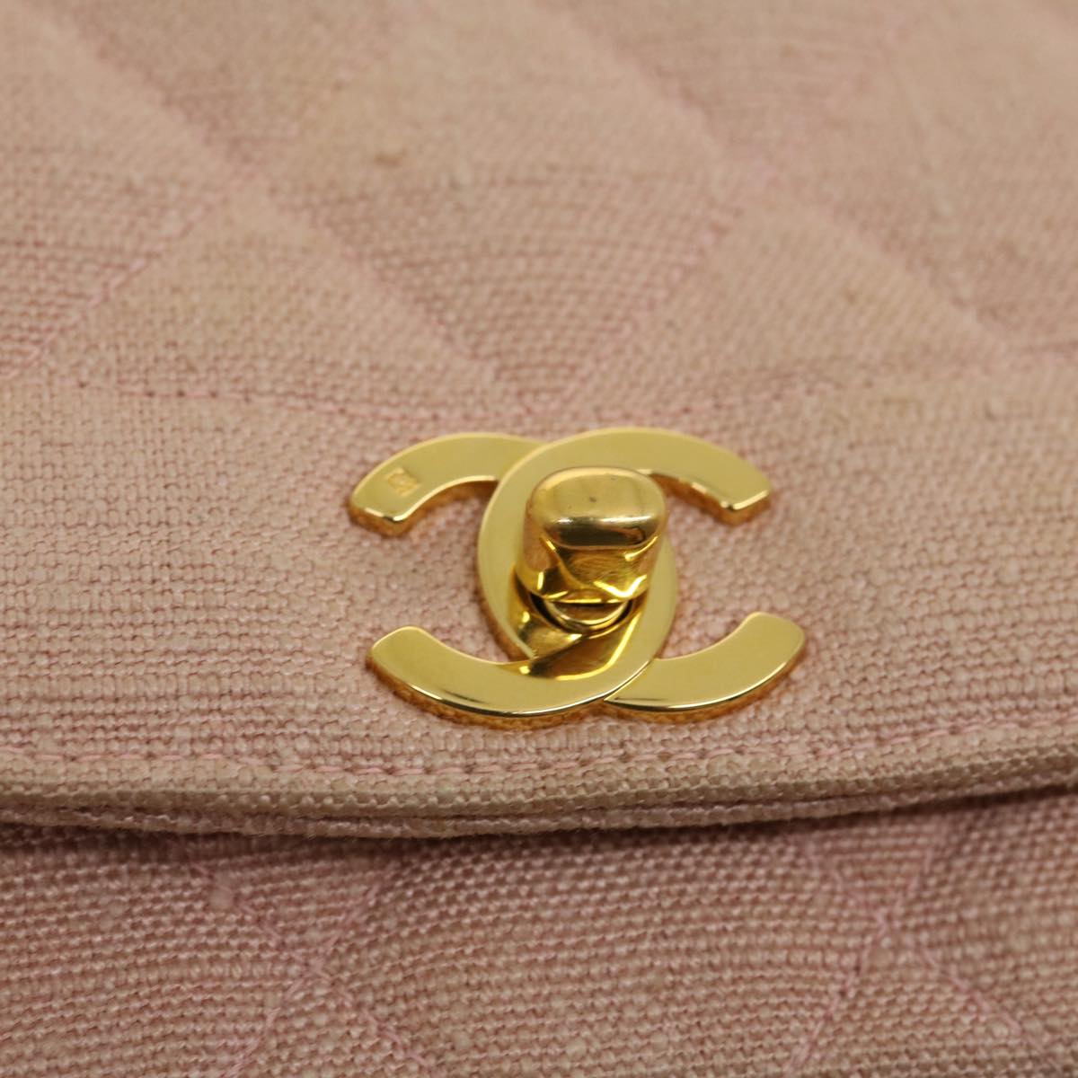CHANEL Matelasse Turn Lock Chain Diana Shoulder Bag Canvas Pink CC 29889A