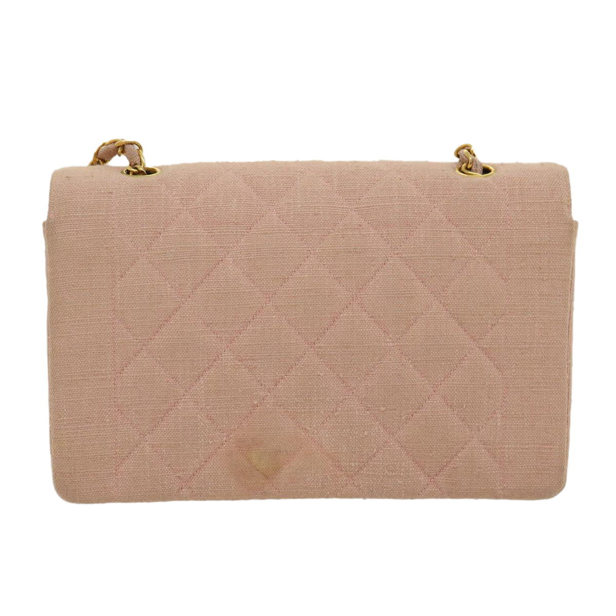 CHANEL Matelasse Turn Lock Chain Diana Shoulder Bag Canvas Pink CC 29889A