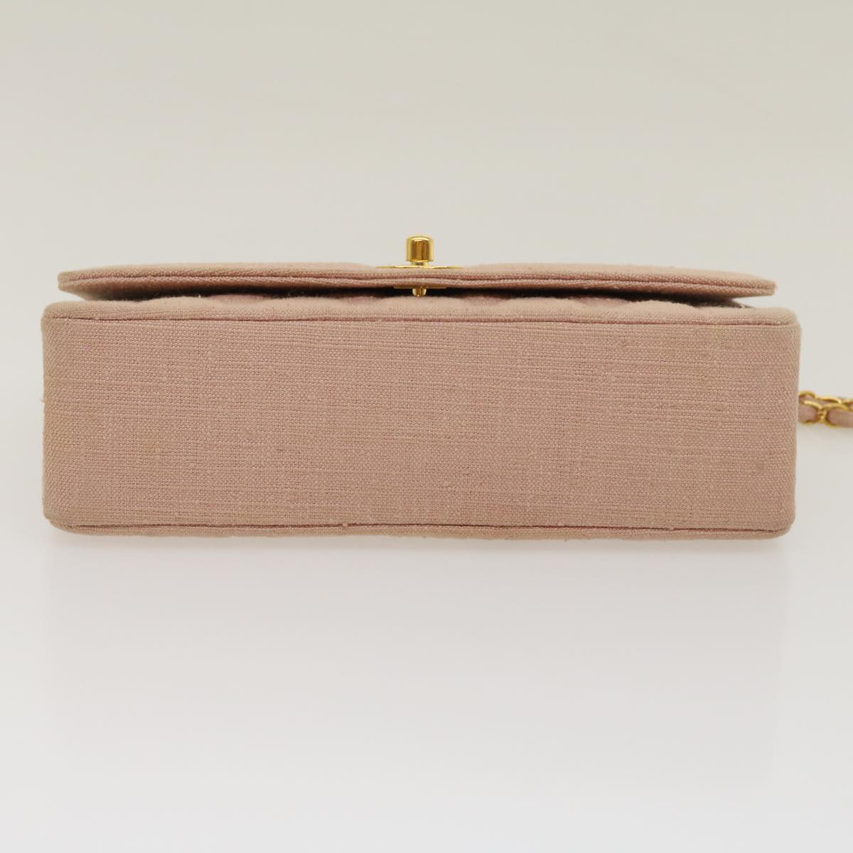 CHANEL Matelasse Turn Lock Chain Diana Shoulder Bag Canvas Pink CC 29889A