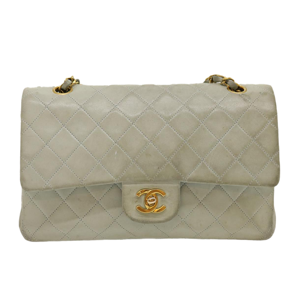 CHANEL Classic Matelasse 25 Double Chain Flap Shoulder Bag Lamb Skin 29961A