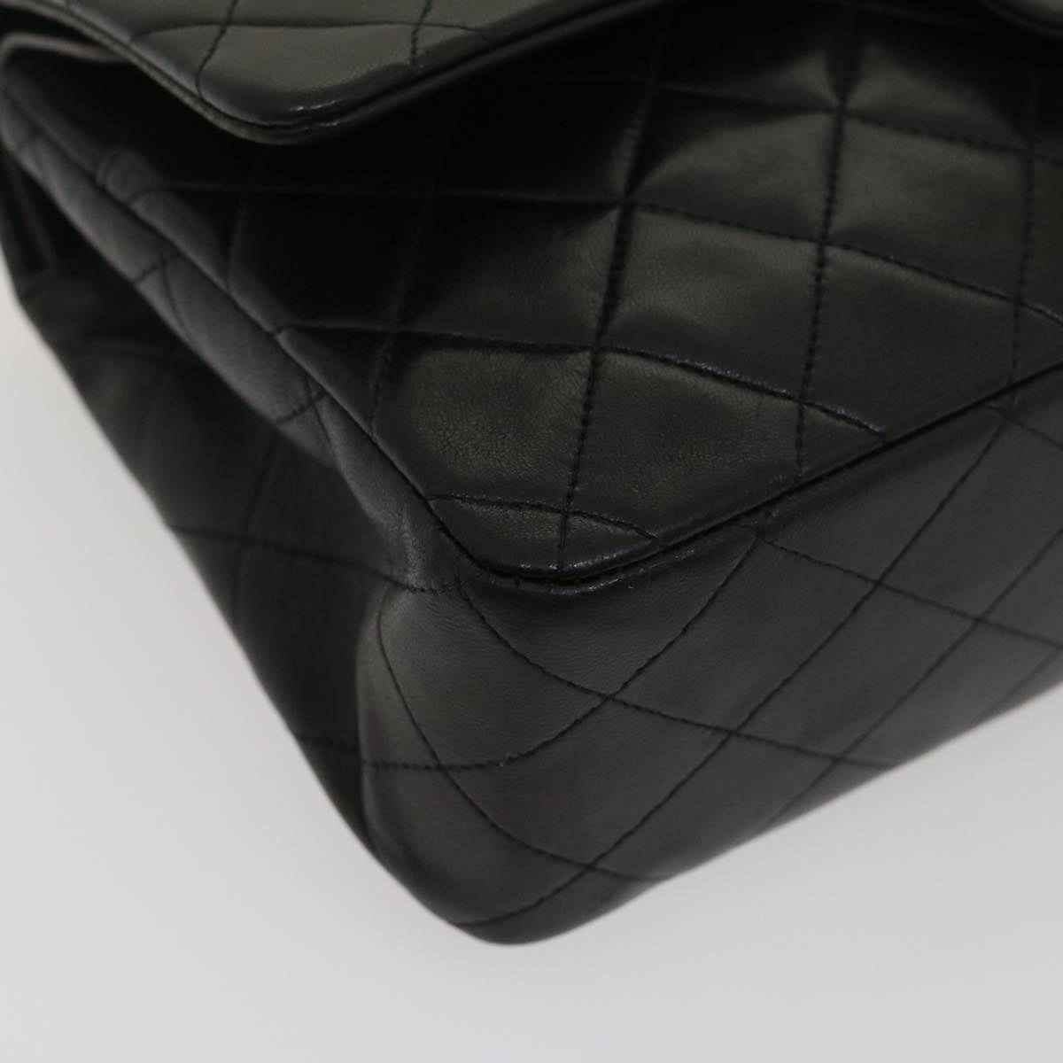 CHANEL Classic Matelasse 25 Chain Flap Shoulder Bag Lamb Skin Black 29962A