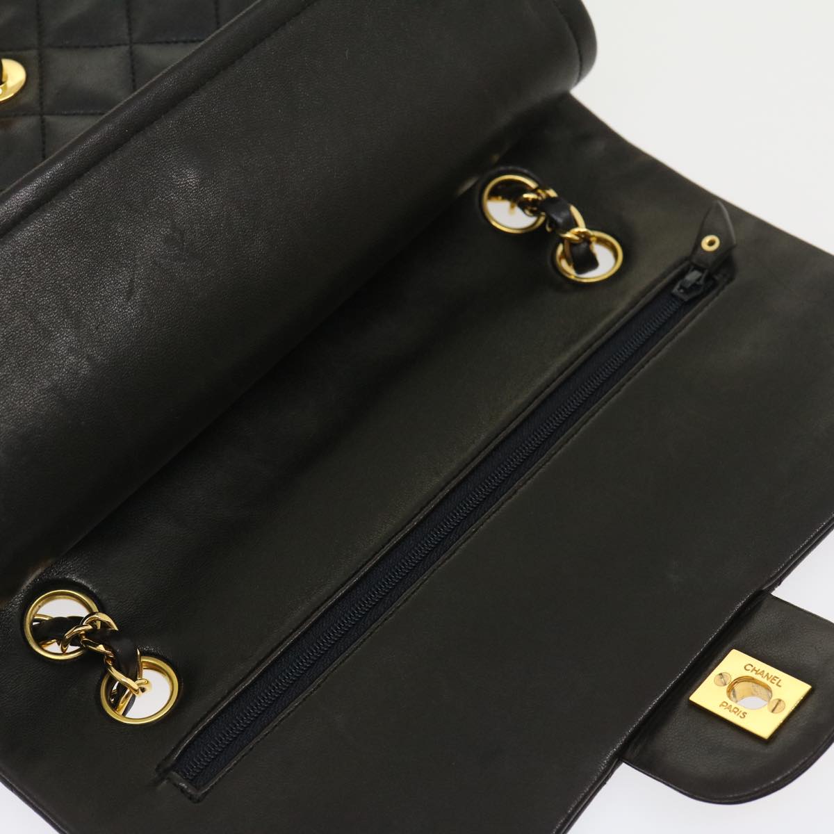 CHANEL Classic Matelasse 25 Chain Flap Shoulder Bag Lamb Skin Black 29962A