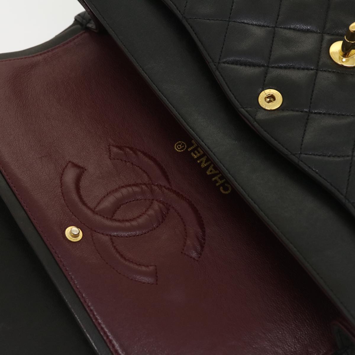 CHANEL Classic Matelasse 25 Chain Flap Shoulder Bag Lamb Skin Black 29962A