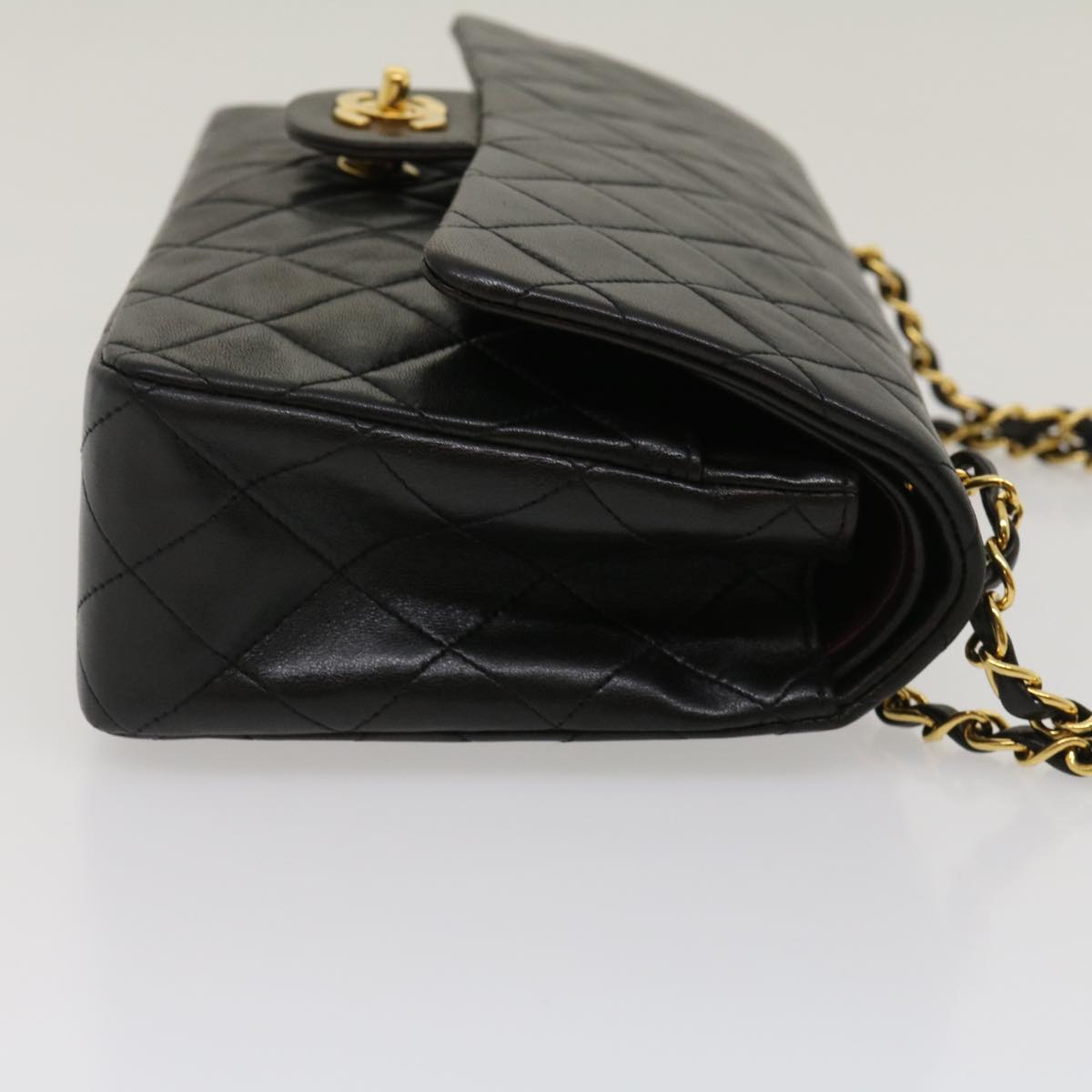 CHANEL Classic Matelasse 25 Chain Flap Shoulder Bag Lamb Skin Black 29962A