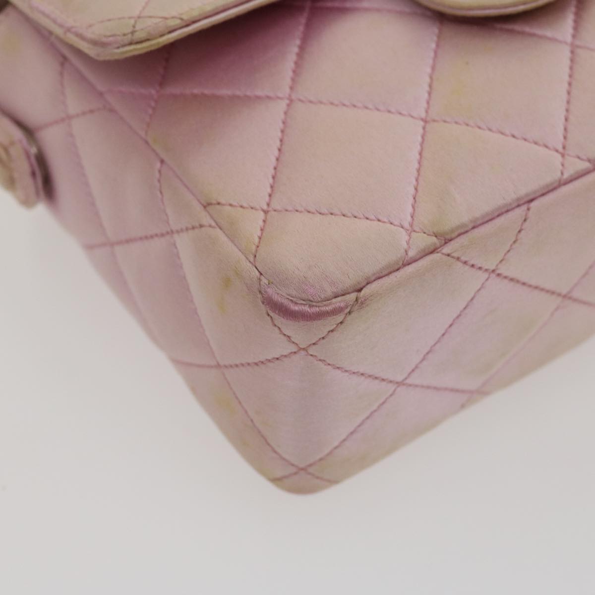 CHANEL Matelasse Hand Bag Silk Satin Pink CC 29999A