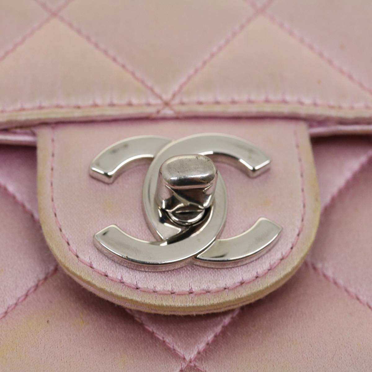 CHANEL Matelasse Hand Bag Silk Satin Pink CC 29999A