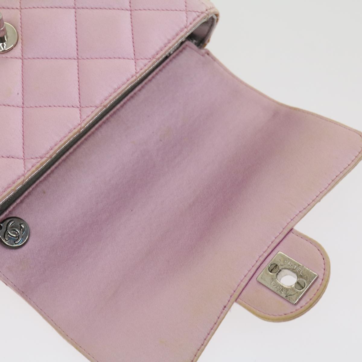 CHANEL Matelasse Hand Bag Silk Satin Pink CC 29999A