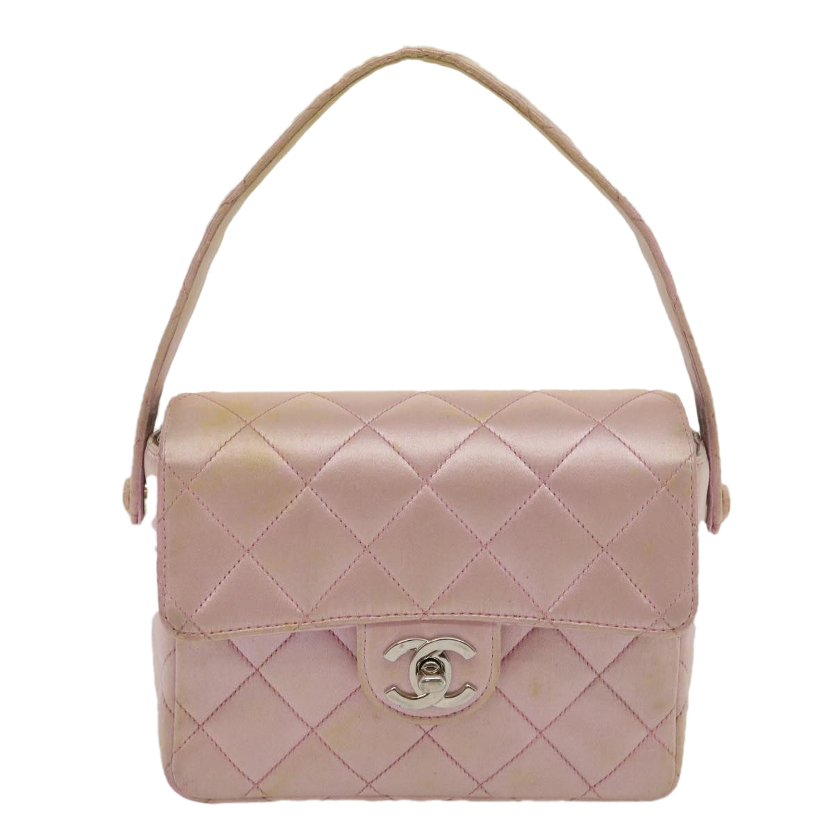 CHANEL Matelasse Hand Bag Silk Satin Pink CC 29999A