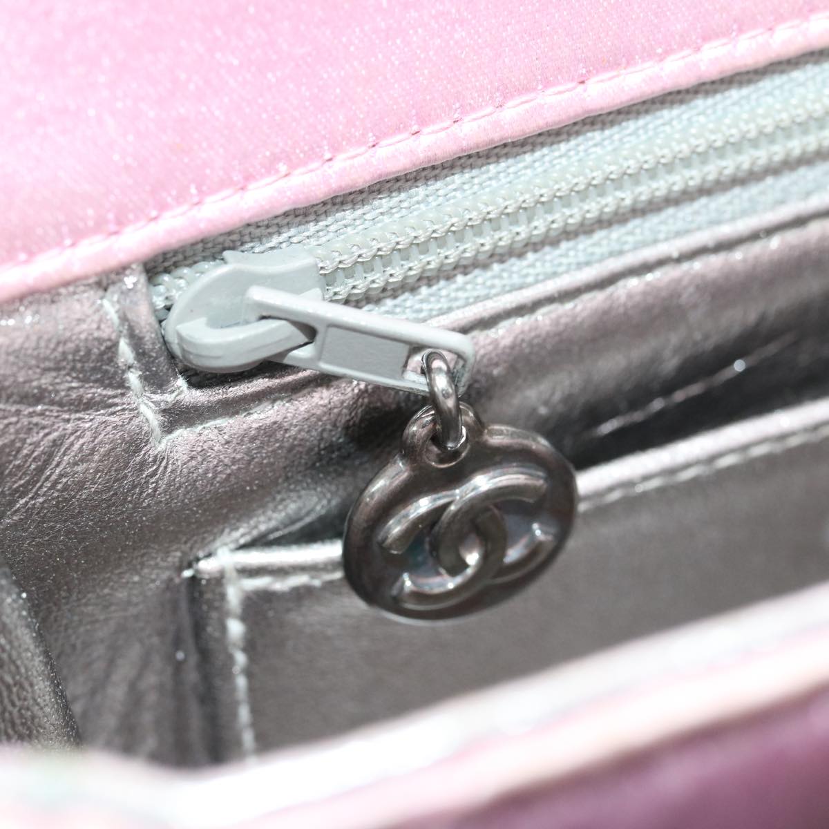 CHANEL Matelasse Hand Bag Silk Satin Pink CC 29999A