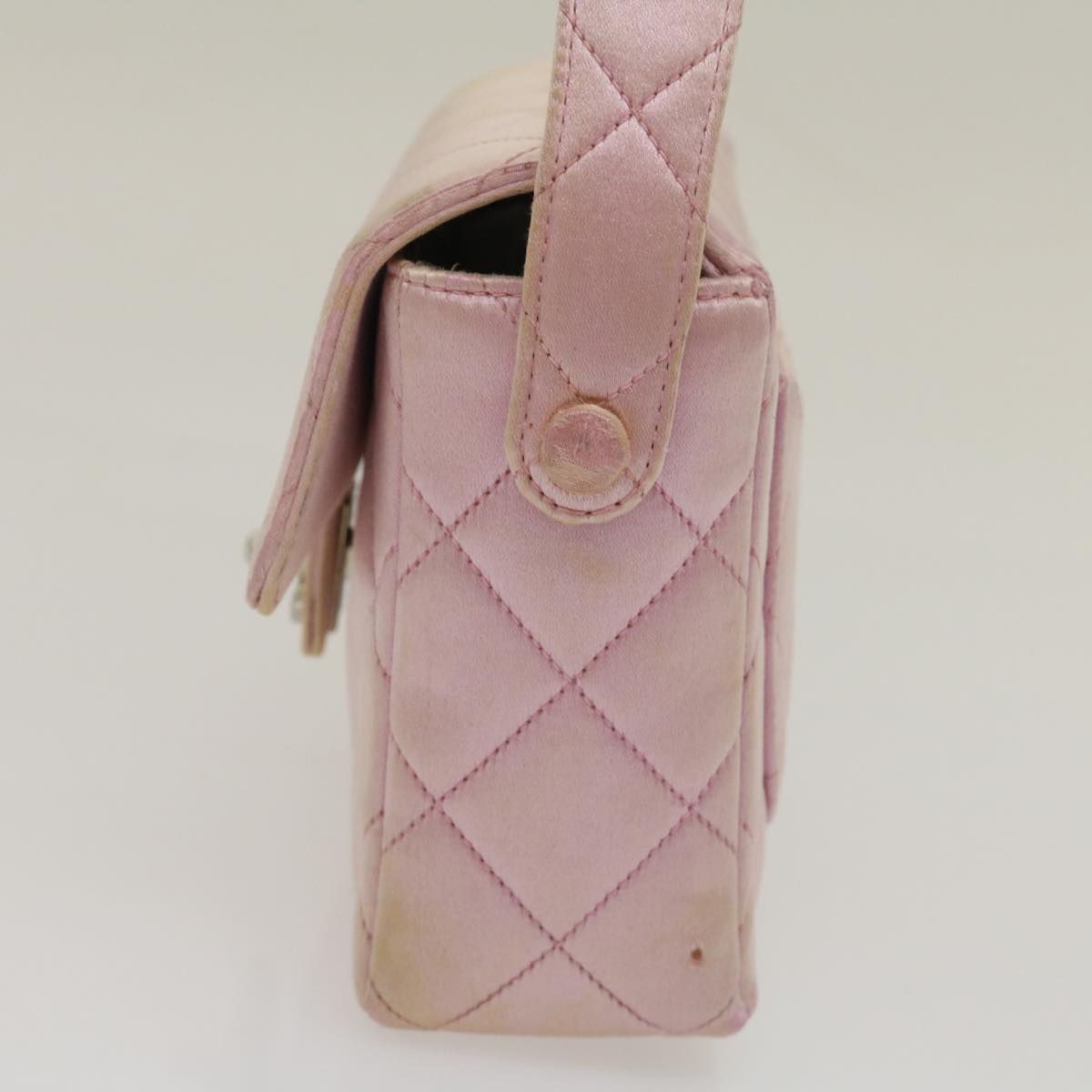 CHANEL Matelasse Hand Bag Silk Satin Pink CC 29999A