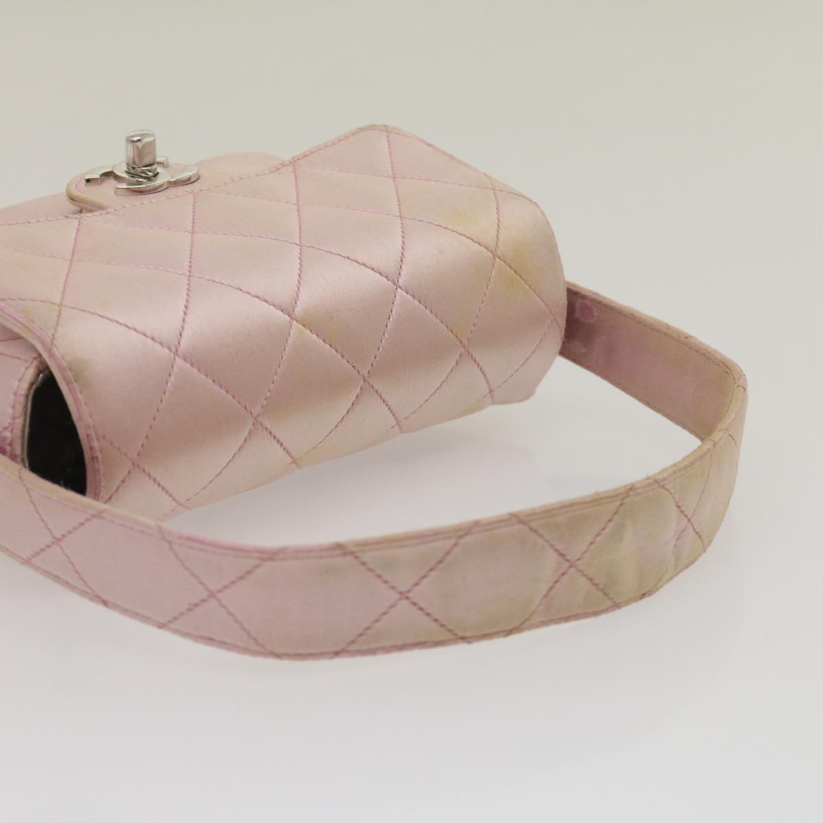 CHANEL Matelasse Hand Bag Silk Satin Pink CC 29999A