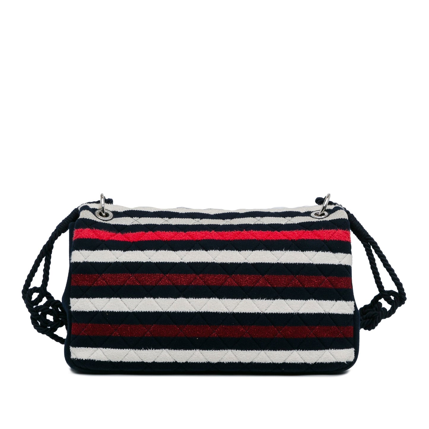 Chanel Sac Maxi Multicolor Stripe Jersey Rope Flap