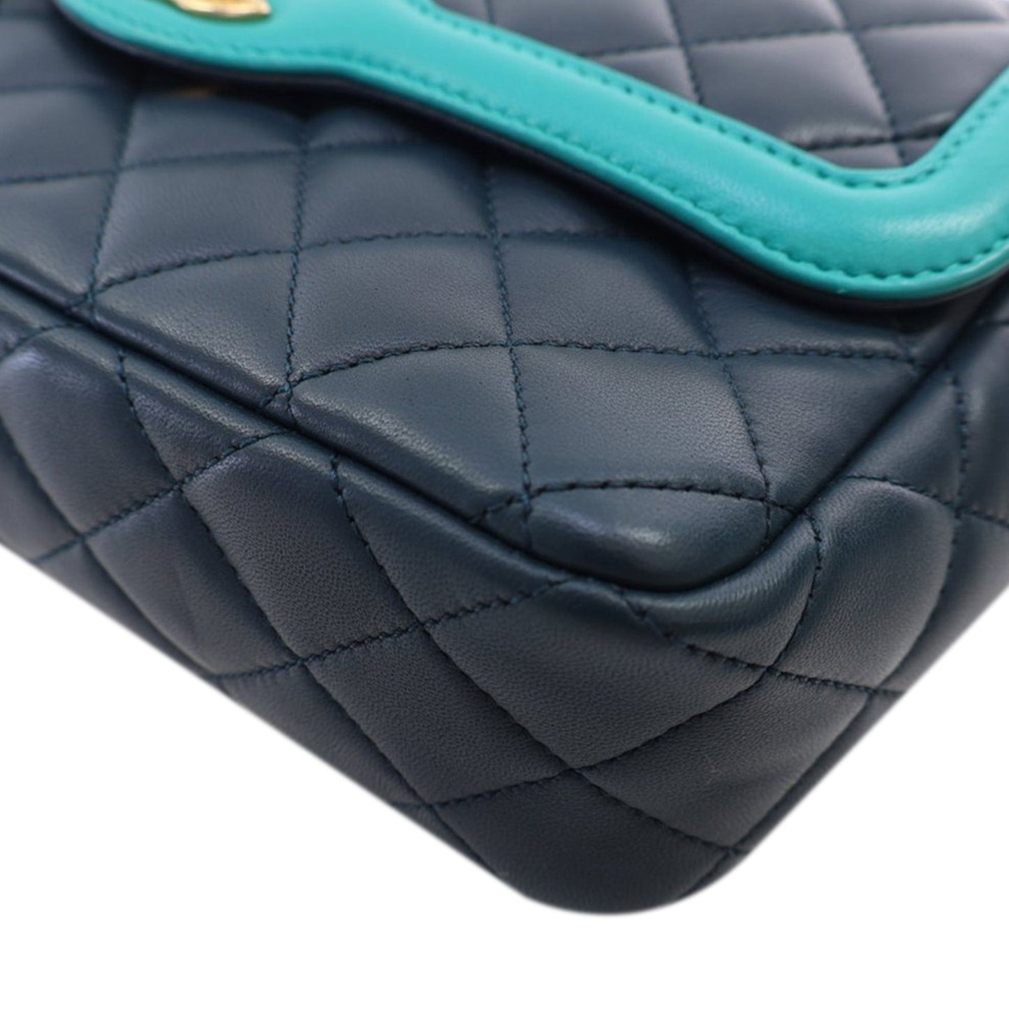 Blue Chanel Medium Quilted Lambskin Two-Tone Day Flap Crossbody Bag
