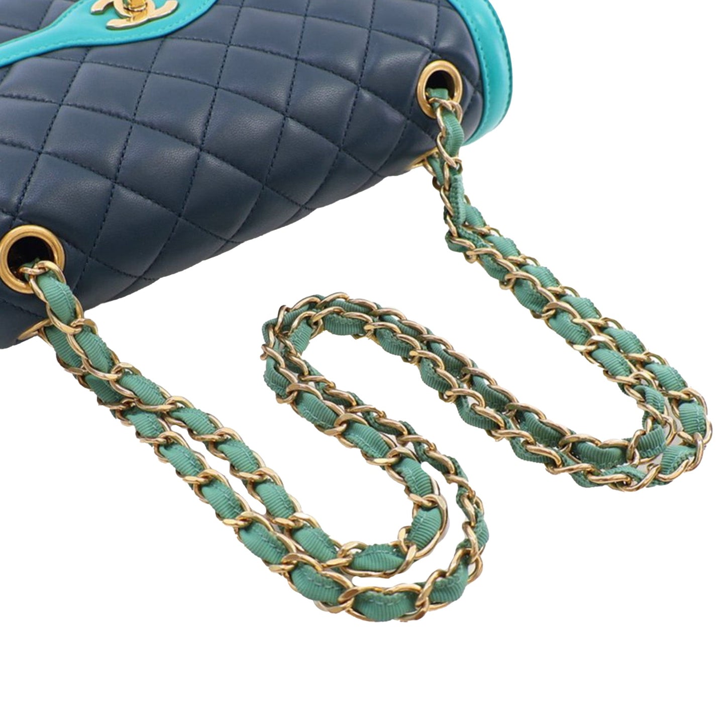 Blue Chanel Medium Quilted Lambskin Two-Tone Day Flap Crossbody Bag