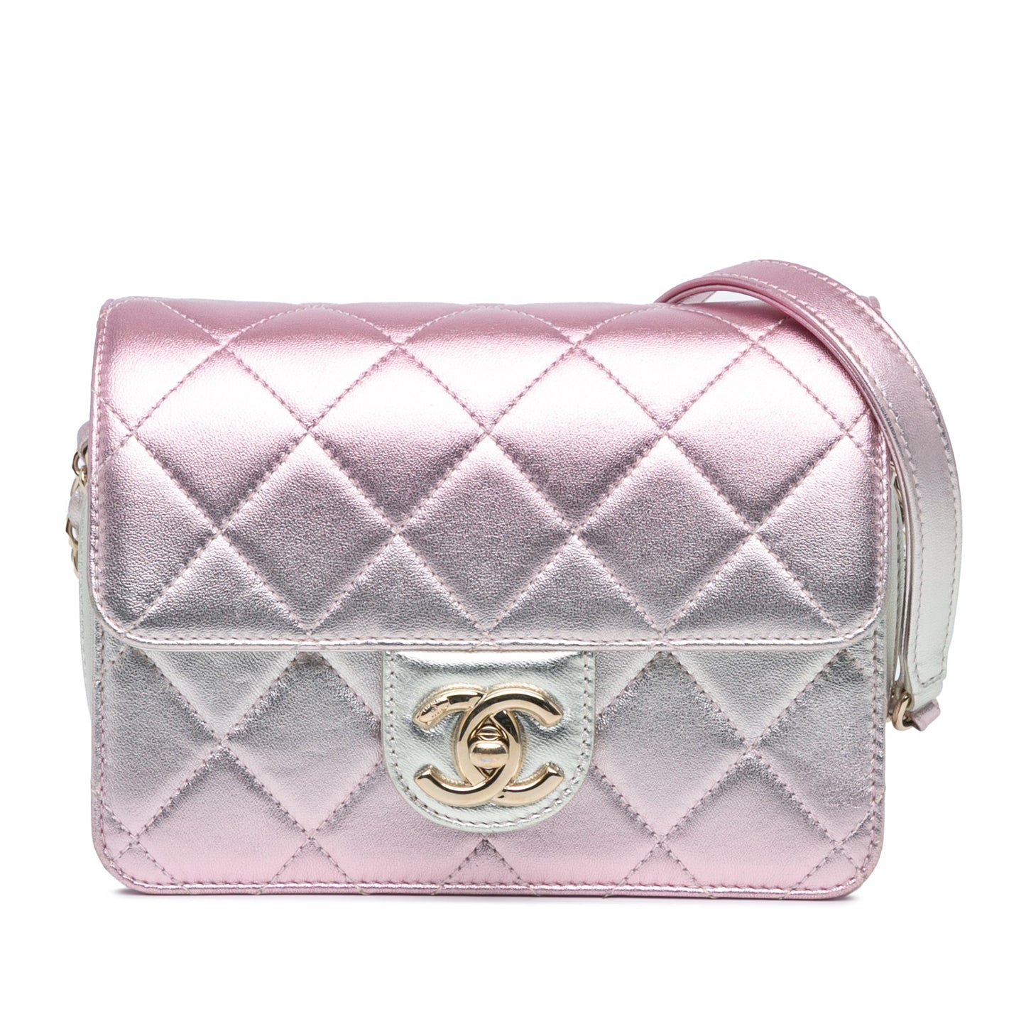 Chanel Sac Mini Metallic Lambskin Like a Wallet Flap Bag